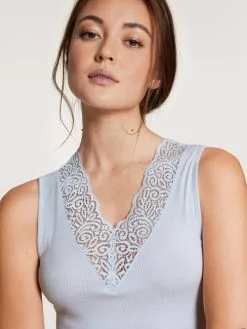 Calida Silky Wool Glam Tank-Top Arctic Ice -Unterwäsche Verkäufe Calida Silky Wool Glam Tank Top blau 12059 521 3