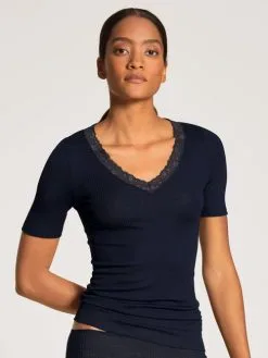 Calida Silky Wool Joy Kurzarm-Shirt Aus Wolle-Seide Dark Lapis Blue