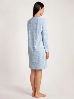 Calida Spring Nights Langarm-Nachthemd, Länge 100cm Azurit Blue -Unterwäsche Verkäufe Calida Spring Nights Langarm Nachthemd blau 30196 474 1