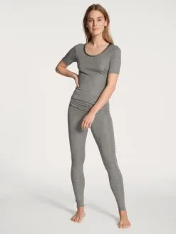 Calida True Confidence Leggings Aus Wolle-Seide Platin Melé_ -Unterwäsche Verkäufe Calida True Confidence Hose lang Leggings grau meliert 27435 857 2