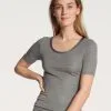 Calida True Confidence Kurzarm-Shirt Aus Wolle-Seide Platin Melé_ -Unterwäsche Verkäufe Calida True Confidence Shirt kurzarm T Shirt grau meliert 14535 857