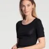 Calida True Confidence Kurzarm-Shirt Aus Wolle-Seide WS Schwarz