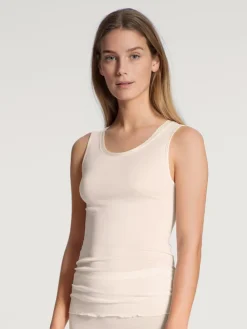 Calida True Confidence Tank-Top Aus Wolle-Seide Light Ivory