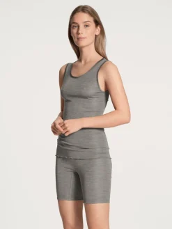 Calida True Confidence Tank-Top Aus Wolle-Seide Platin Melé_ -Unterwäsche Verkäufe Calida True Confidence Tank Top grau meliert 12435 857 2