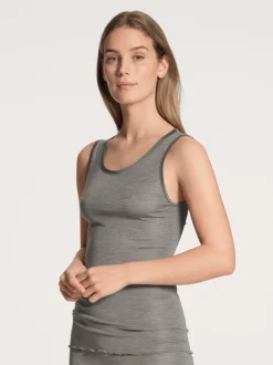 Calida True Confidence Tank-Top Aus Wolle-Seide Platin Melé_