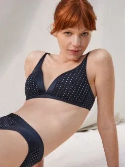 Calida Cate Print Triangel-Soft-BH Mit Schale Dark Lapis Blue