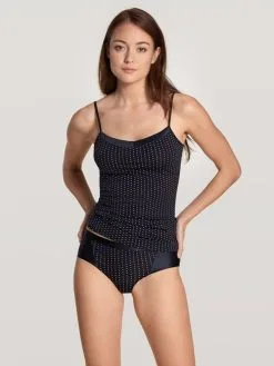 Calida Cate Print Spaghetti-Top Dark Lapis Blue -Unterwäsche Verkäufe Calida Cate Print Spaghetti Top blau 10298 339 2