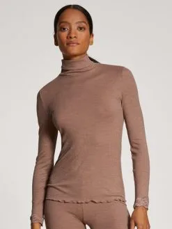 Calida Richesse Lace Langarm-Shirt Truffle Brown