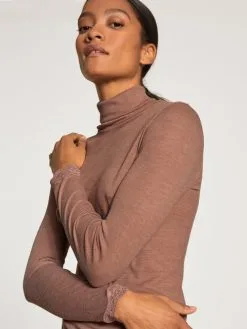 Calida Richesse Lace Langarm-Shirt Truffle Brown -Unterwäsche Verkäufe Calida Richesse Lace Top langarm braun 15991 078 3