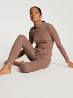 Calida Richesse Lace Langarm-Shirt Truffle Brown -Unterwäsche Verkäufe Calida Richesse Lace Top langarm braun 15991 078 4