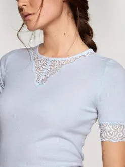 Calida Silky Wool Glam Kurzarm-Shirt Arctic Ice -Unterwäsche Verkäufe Calida Silky Wool Glam Top kurzarm tuerkis 14159 521 3