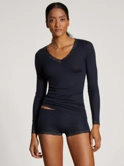 Calida Silky Wool Joy Langarm-Shirt Dark Lapis Blue -Unterwäsche Verkäufe Calida Silky Wool Joy Top langarm blau 15491 339 2