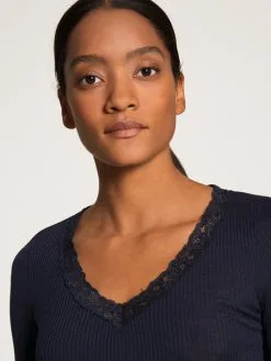 Calida Silky Wool Joy Langarm-Shirt Dark Lapis Blue -Unterwäsche Verkäufe Calida Silky Wool Joy Top langarm blau 15491 339 3