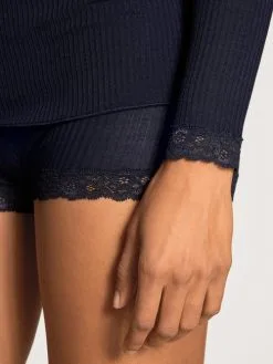 Calida Silky Wool Joy Langarm-Shirt Dark Lapis Blue -Unterwäsche Verkäufe Calida Silky Wool Joy Top langarm blau 15491 339 4