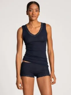 Calida Silky Wool Joy Top Ohne Arm Dark Lapis Blue -Unterwäsche Verkäufe Calida Silky Wool Joy Top ohne Arm blau 12592 339 2