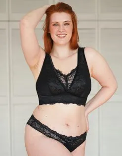 SugarShape Brazilian-Slip "Eliana Velvet" Black -Unterwäsche Verkäufe sugarshape bralette brazilian slip eliana velvet black front editorial single bhs 90 107 5 hs 115 full 4
