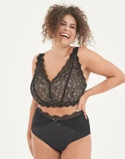 SugarShape Bralette "Sophia" Black/beige -Unterwäsche Verkäufe sugarshape bralette high panty sophia front packshot model off white single bhs 85 107 5 hs 110 full 2