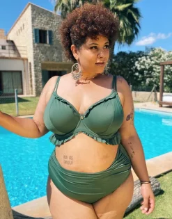 SugarShape Bikini-High-Waist-Panty "Valencia Classic" Olive -Unterwäsche Verkäufe sugarshape highwaist panty valencia olive front editorial single full 2