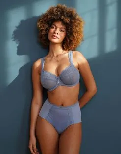 SugarShape High-Waist-Panty "Clara" Blue-grey -Unterwäsche Verkäufe sugarshape hp clara lace bluegrey front editorial single hs 100 full 2