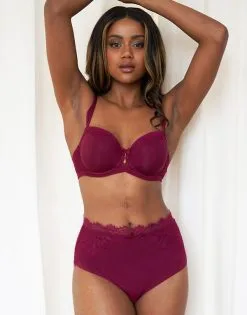 SugarShape High-Waist-Panty "Sophia" Bordeaux -Unterwäsche Verkäufe sugarshape schalen bh clara bordeaux high waist panty sophia bordeaux front editorial single bhs 75 90 hs 105 full 1
